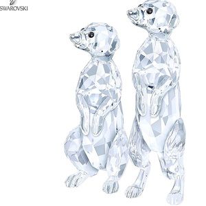 NIB Swarovski Meerkat Couple Symbol Of Love Crystal Clear Figurine #5135929